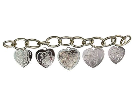 Charm Bracelet with 5 Heart Pendants