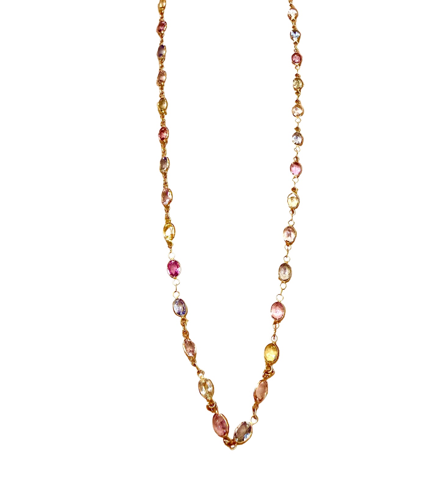 Necklace with multicolored beads on a beige background