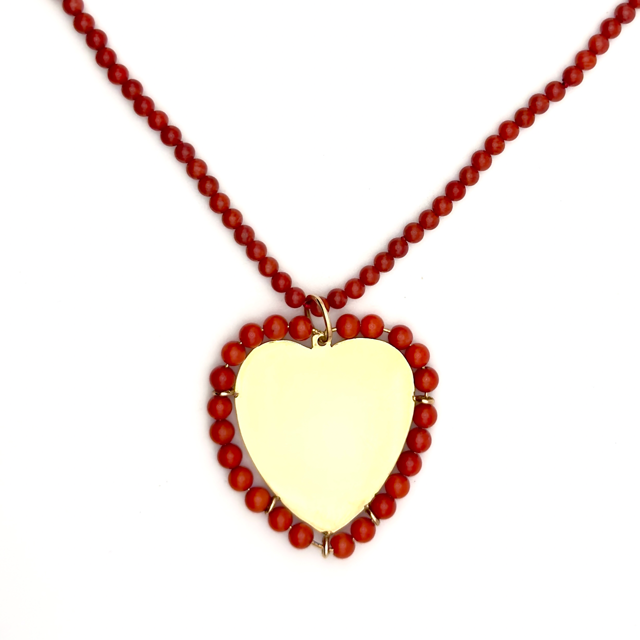 Gold Heart Pendant with Beaded Halo