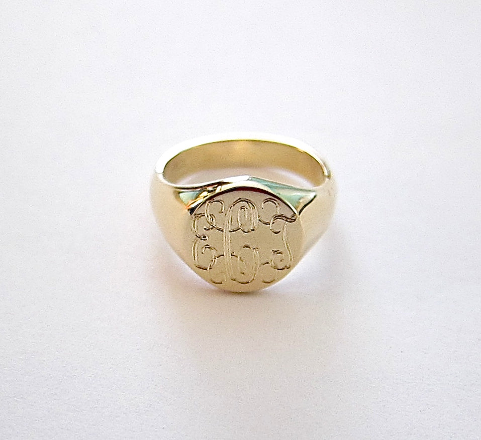 14k Yellow Gold Classic Monogram Ring (Customizable)