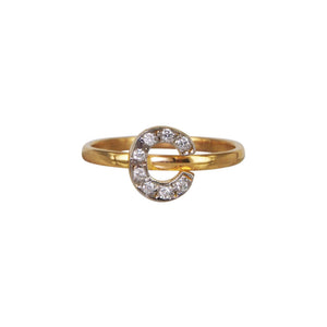 14k Yellow Gold Letter Ring with optional pave diamonds (Customizable)