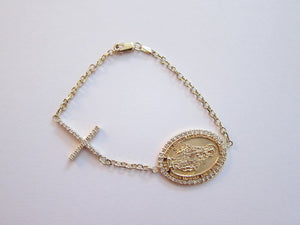 Madonna or St. Christopher - Cross Bracelet