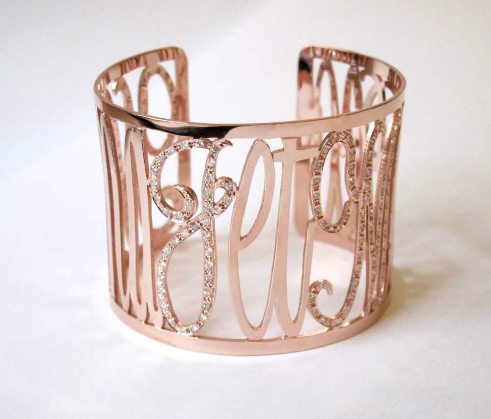 14k Thin Diamond Note Cuff