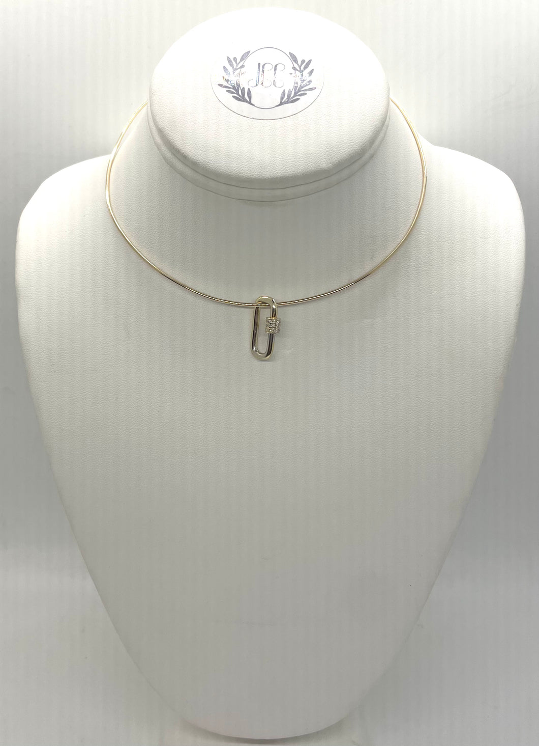 Yellow Gold Clip with Pave Diamond Closure for charms and pendants