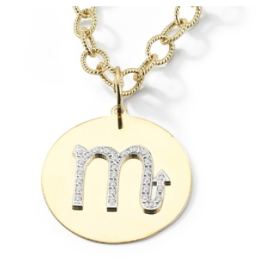 14k Yellow Gold Zodiac Pendant with Pave Diamonds (Customizable)