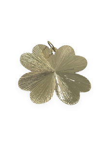 Edged MC Clover 14k Yellow Gold 2 inch thin