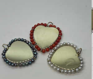 14K Gold Pearl Heart Pendant