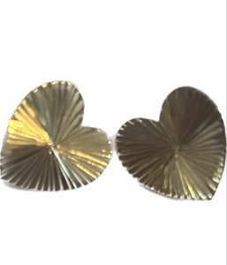 Edged Heart Post Earrings