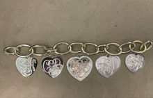 Load image into Gallery viewer, Charm Bracelet with 5 Heart Pendants
