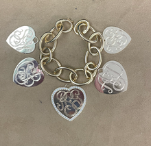 Load image into Gallery viewer, Charm Bracelet with 5 Heart Pendants
