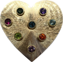 Load image into Gallery viewer, Etched Heart Pendant with Semi Precious Stones
