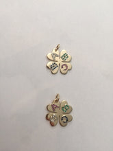 Load image into Gallery viewer, Small Gold Lucky Charm Clover with Colored Stones (Customizable)
