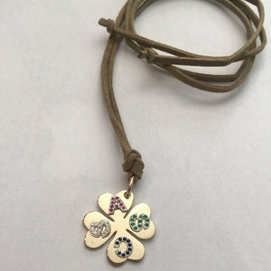 Small Gold Lucky Charm Clover with Colored Stones (Customizable)