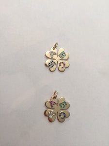 Small Gold Lucky Charm Clover with Colored Stones (Customizable)